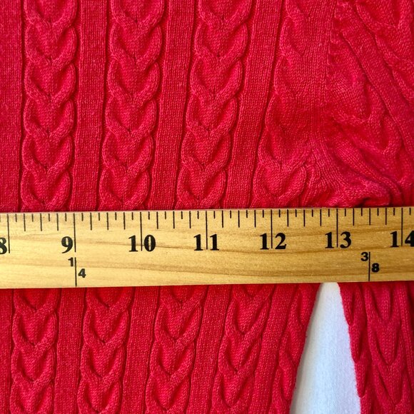 Tommy Hilfiger Apple Red Cotton Sweater Womens Size XXS Cable Knit Flag Preppy - Picture 14 of 16
